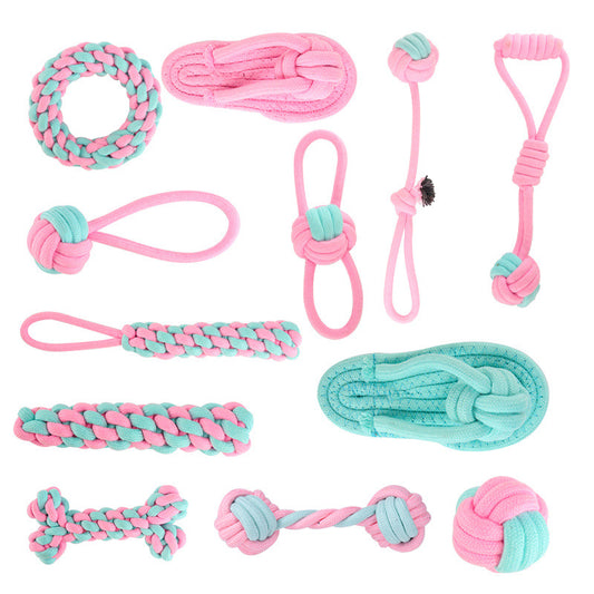 12 Styles Pastel Colors Rope Knot Chew Toy