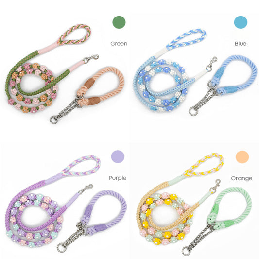 4 Colors Floral Collar & Leash