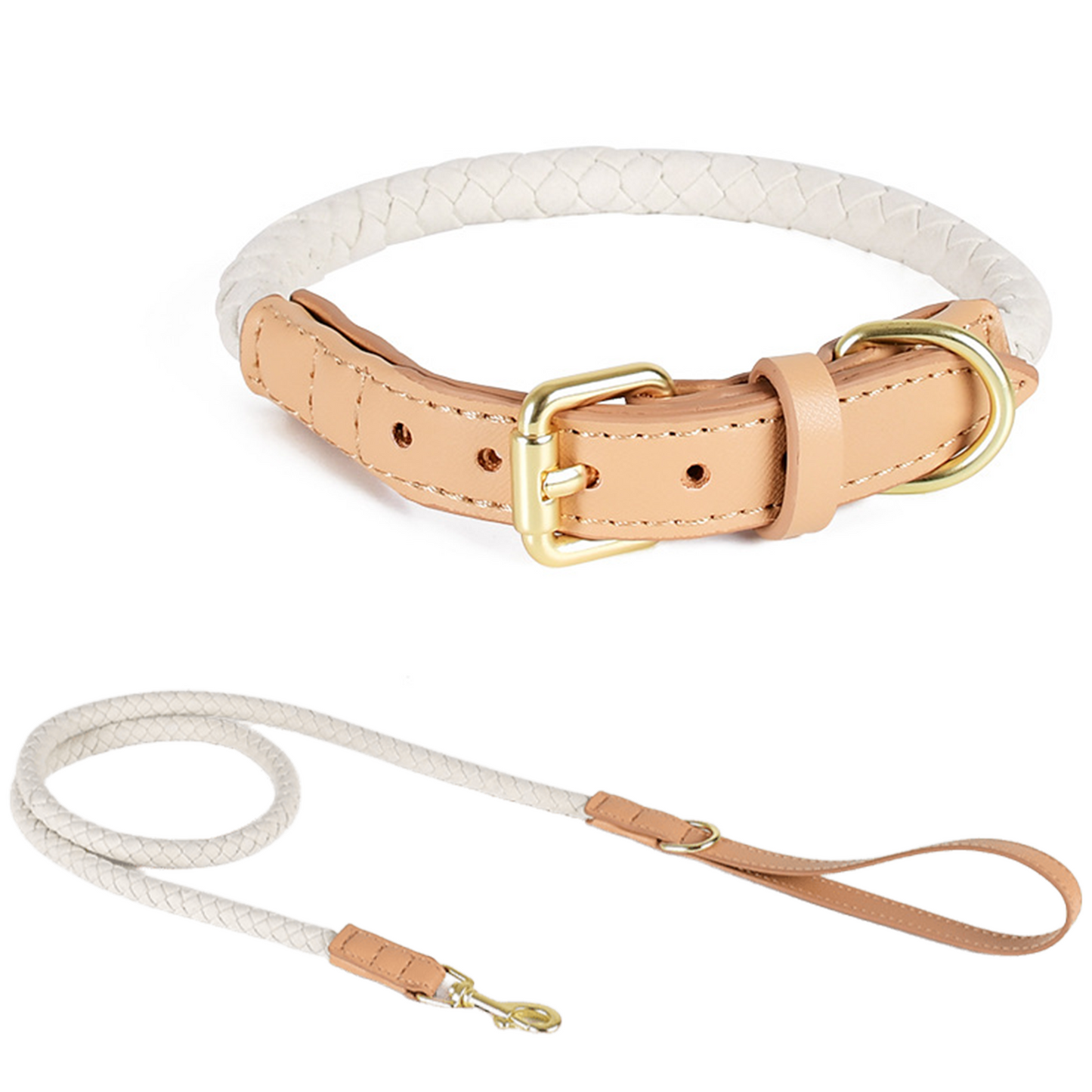 4 Colors Leather-Suede Collar & Leash
