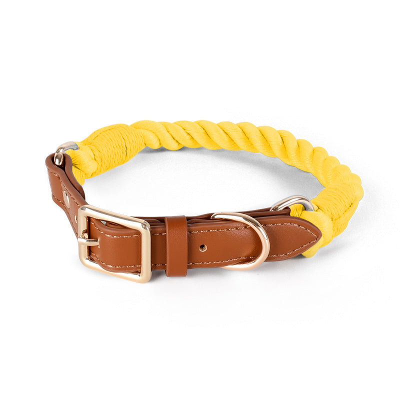 11 Colors Brown Leather-Cotton Collar