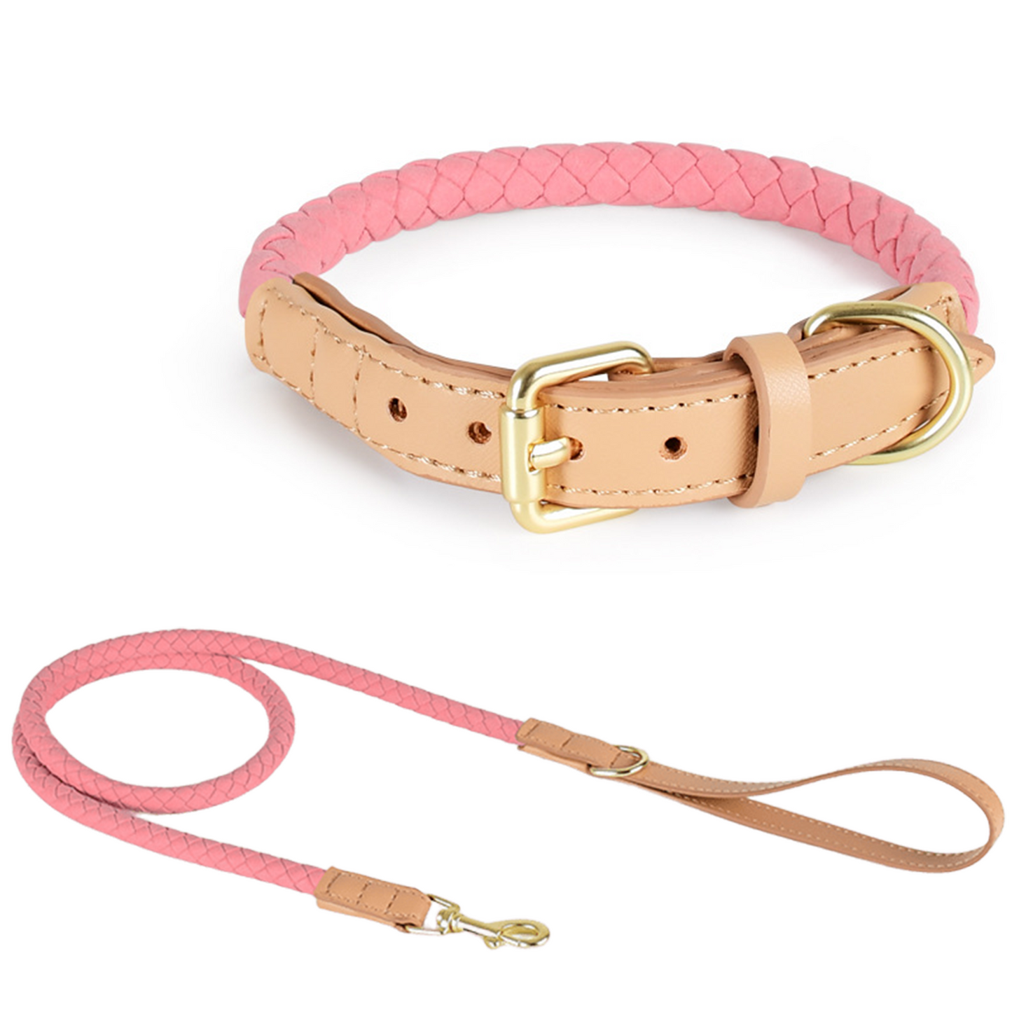 4 Colors Leather-Suede Collar & Leash