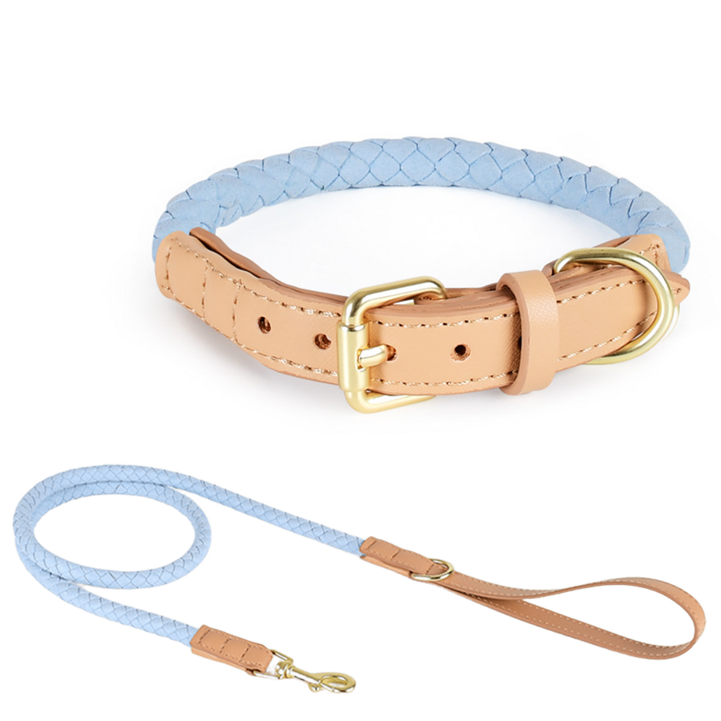 4 Colors Leather-Suede Collar & Leash