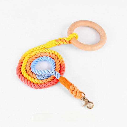 16 Colors Wood Handle Cotton Leash