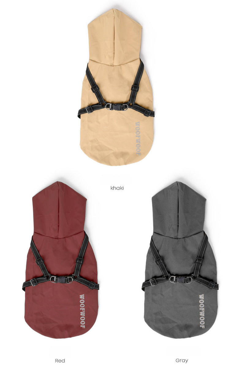 3 Colors Reflective Windproof Harness Pet Raincoat