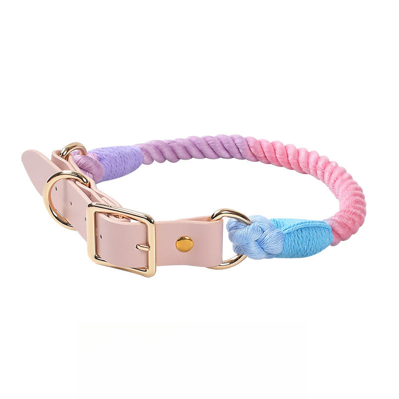 15 Colors Pink Leather-Cotton Collar