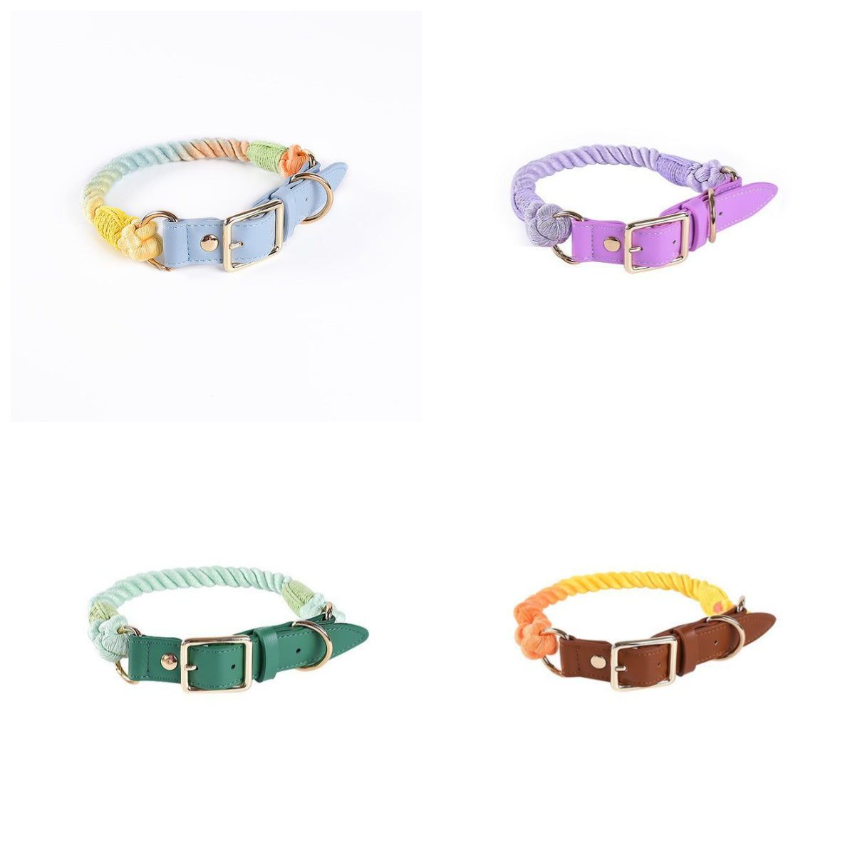 4 Colors Colorful Leather-Cotton Collar