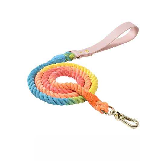 15 Colors Pink Leather-Cotton Leash