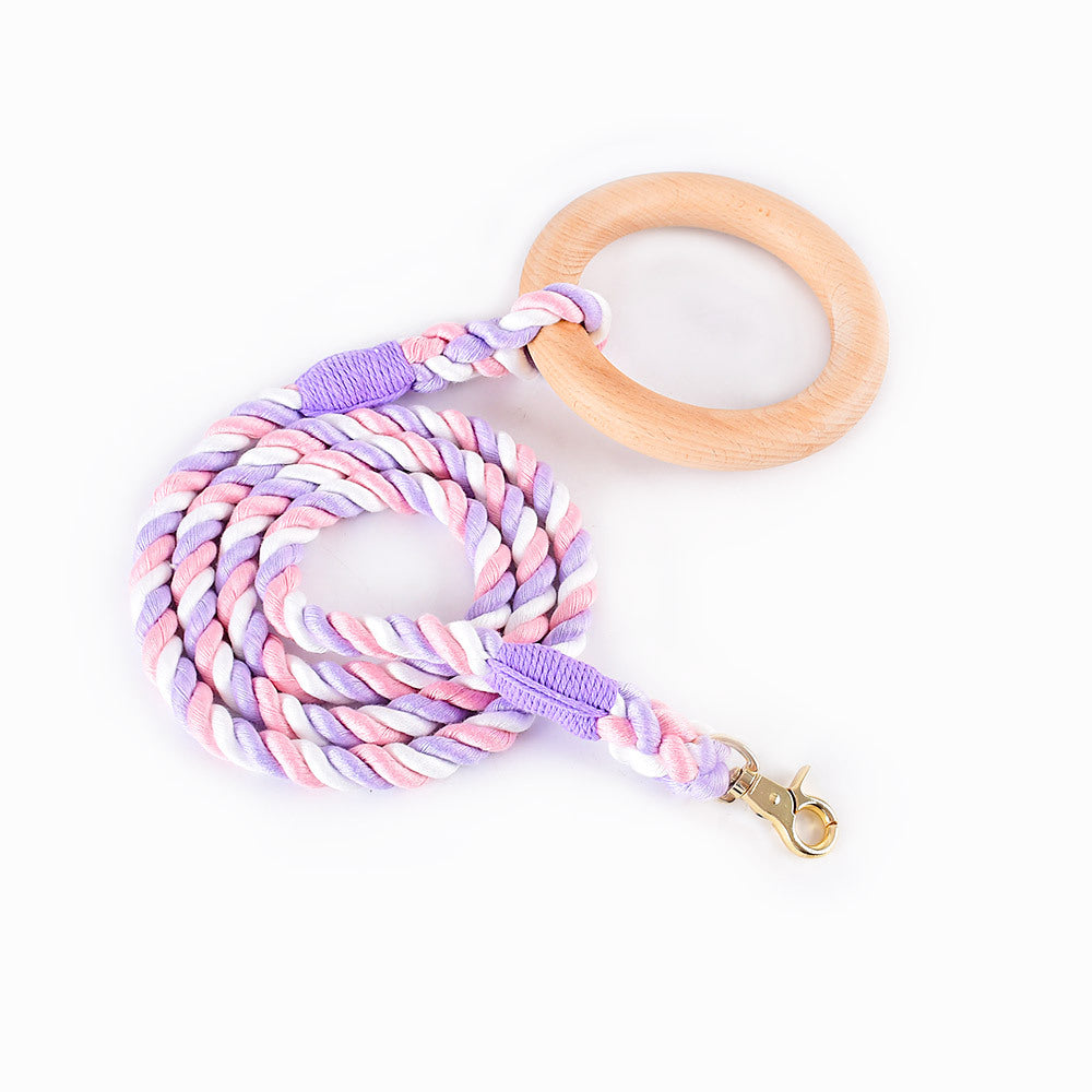 16 Colors Wood Handle Cotton Leash