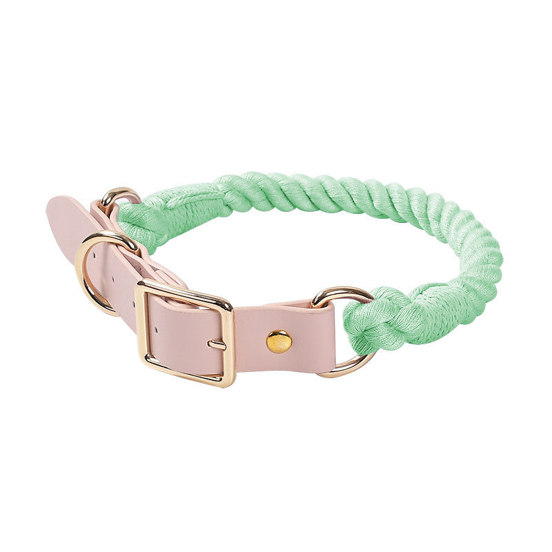 15 Colors Pink Leather-Cotton Collar