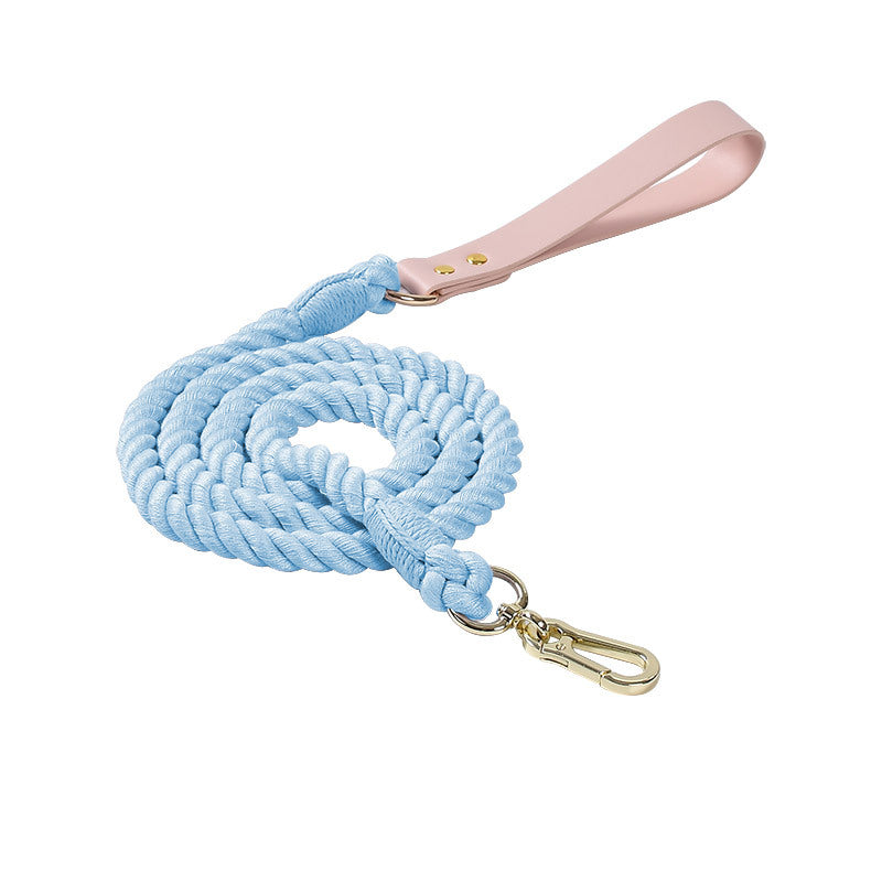 15 Colors Pink Leather-Cotton Leash