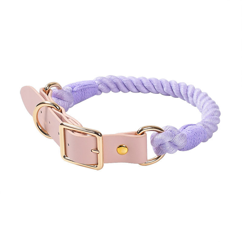15 Colors Pink Leather-Cotton Collar