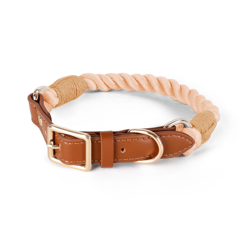 11 Colors Brown Leather-Cotton Collar