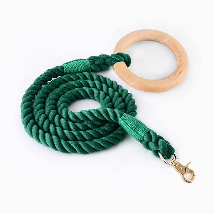 16 Colors Wood Handle Cotton Leash