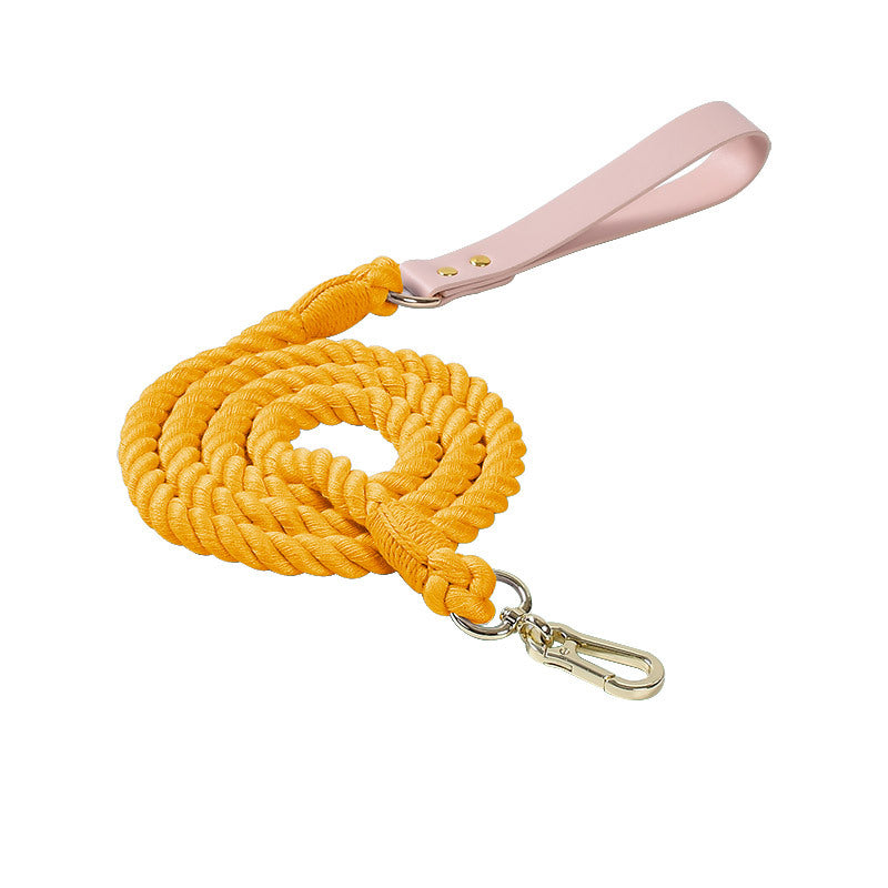 15 Colors Pink Leather-Cotton Leash