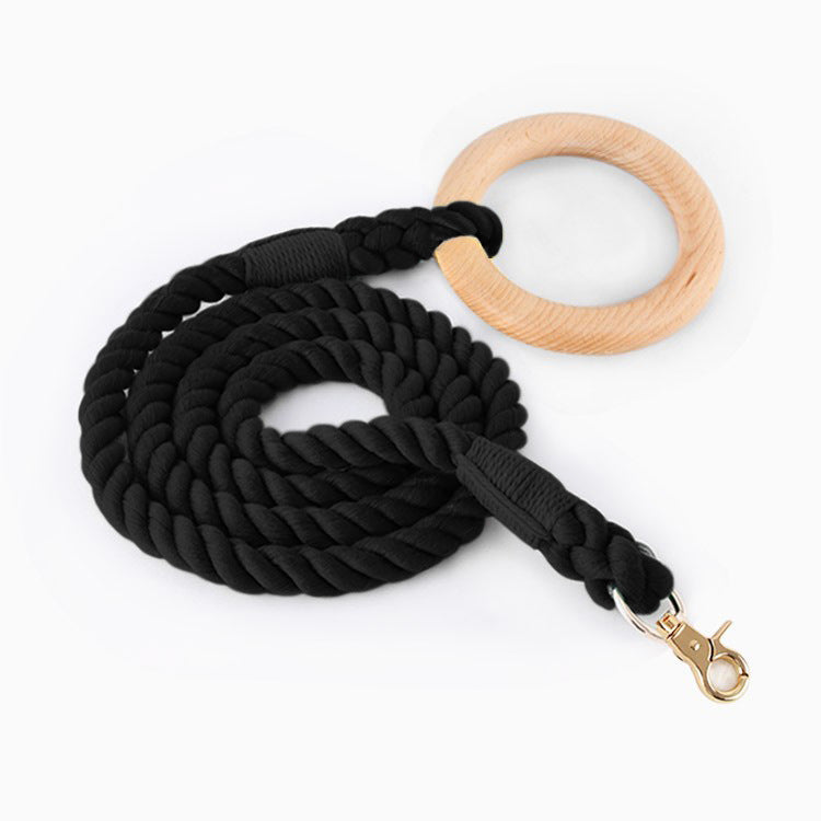16 Colors Wood Handle Cotton Leash