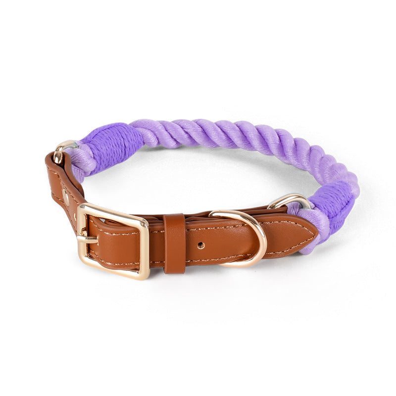 11 Colors Brown Leather-Cotton Collar
