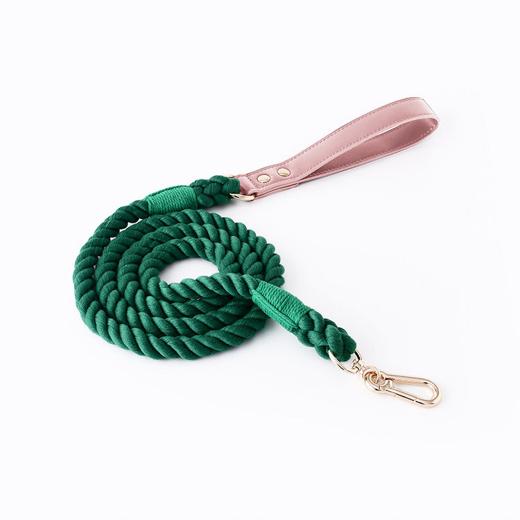 15 Colors Pink Leather-Cotton Leash