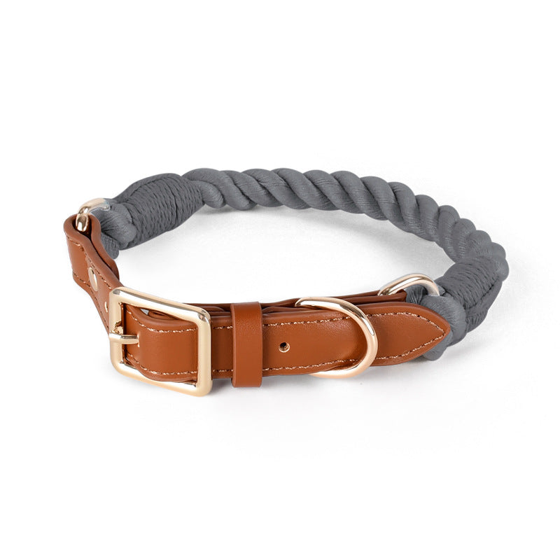 11 Colors Brown Leather-Cotton Collar