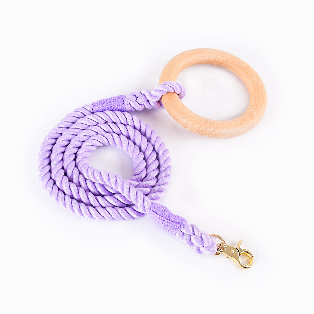 16 Colors Wood Handle Cotton Leash