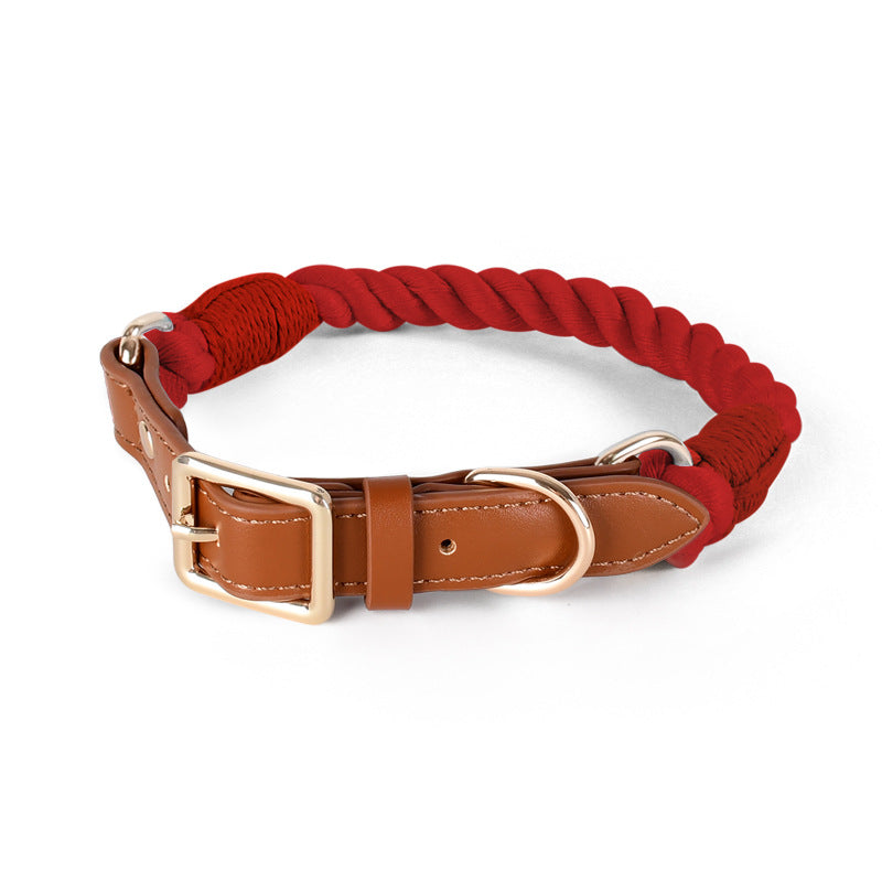 11 Colors Brown Leather-Cotton Collar