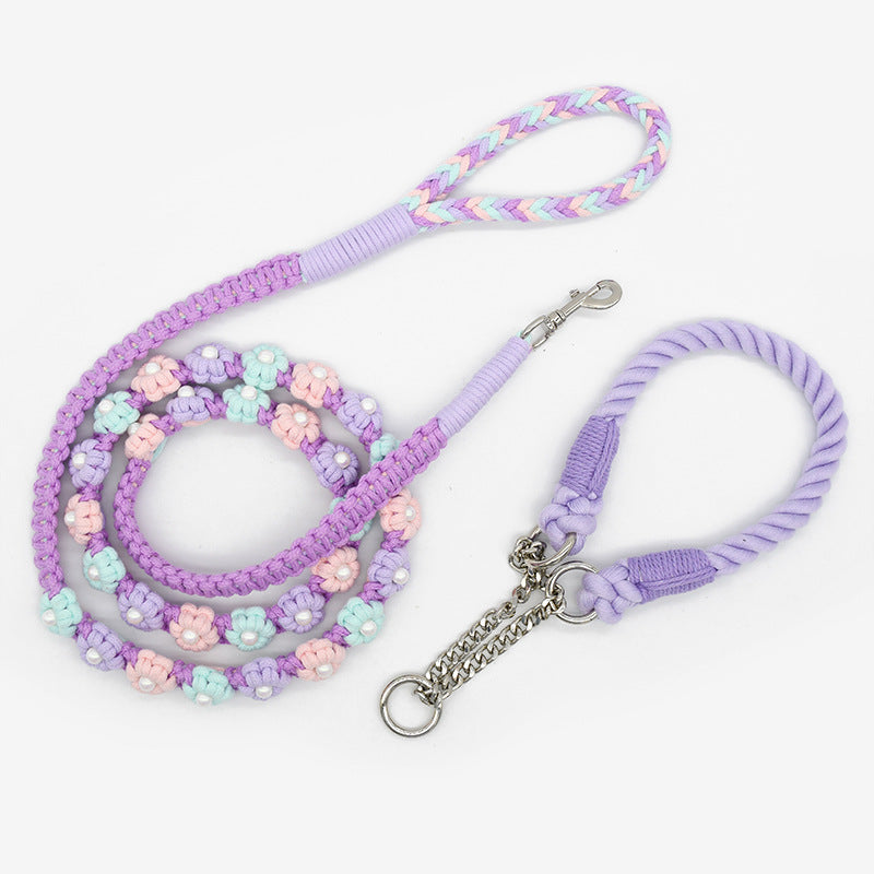 4 Colors Floral Collar & Leash