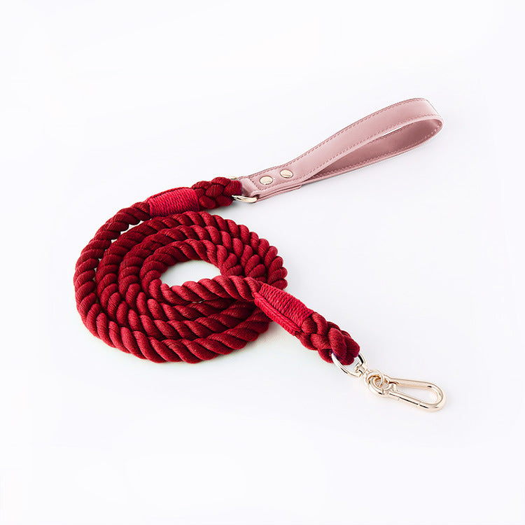 15 Colors Pink Leather-Cotton Leash