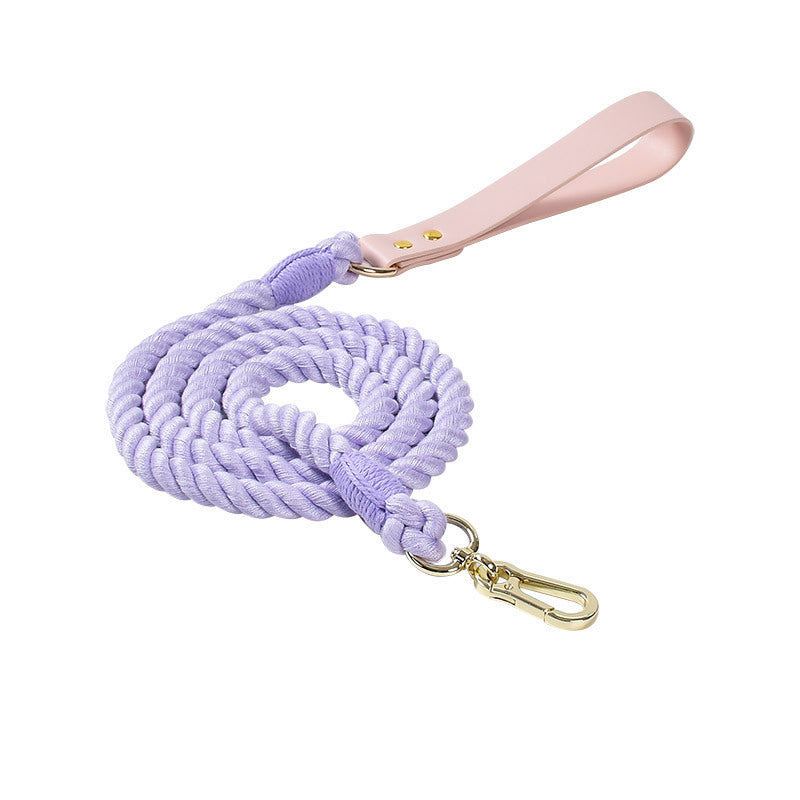 15 Colors Pink Leather-Cotton Leash