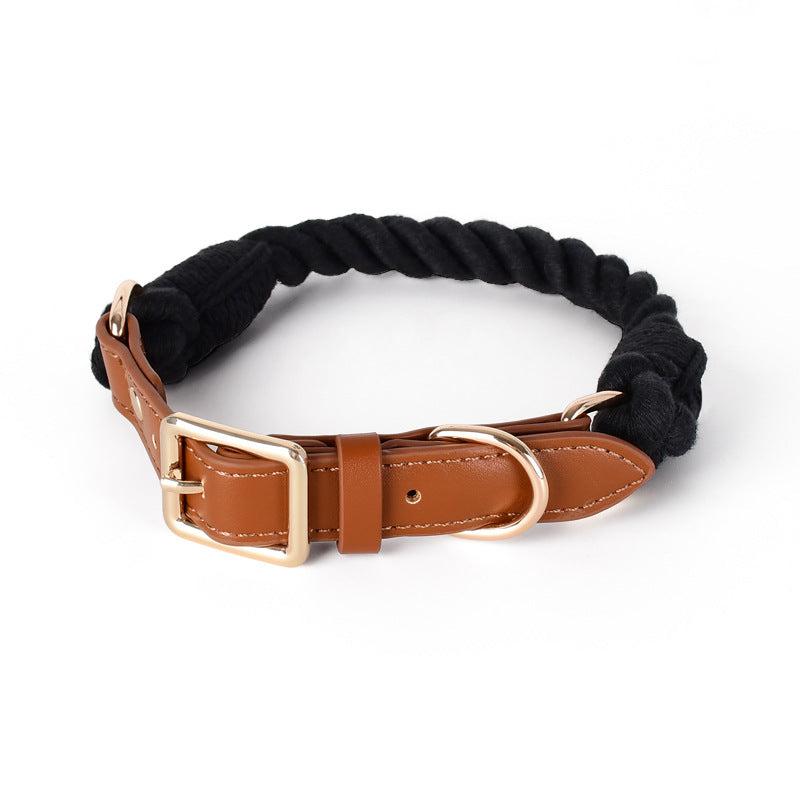 11 Colors Brown Leather-Cotton Collar