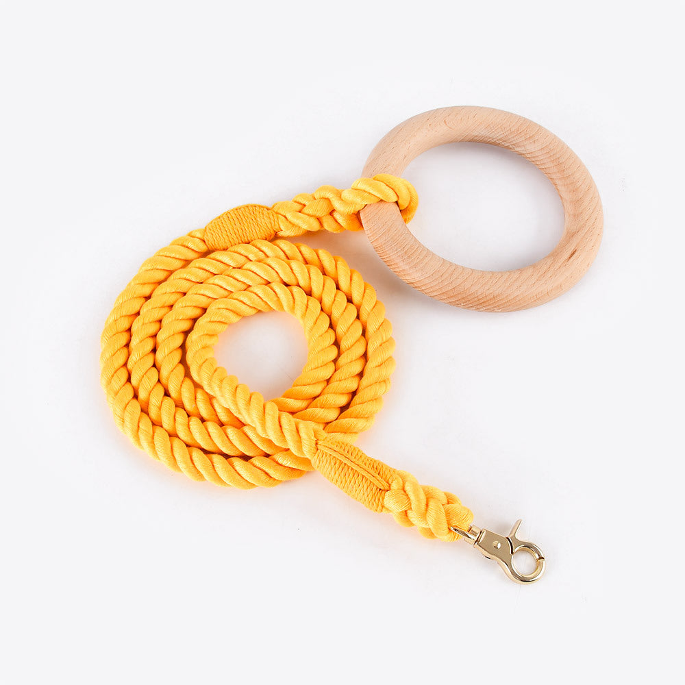 16 Colors Wood Handle Cotton Leash
