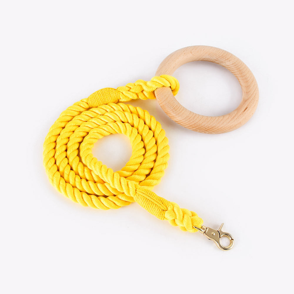 16 Colors Wood Handle Cotton Leash