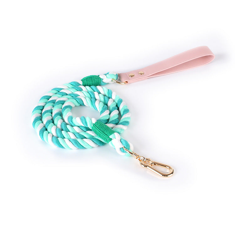 15 Colors Pink Leather-Cotton Leash