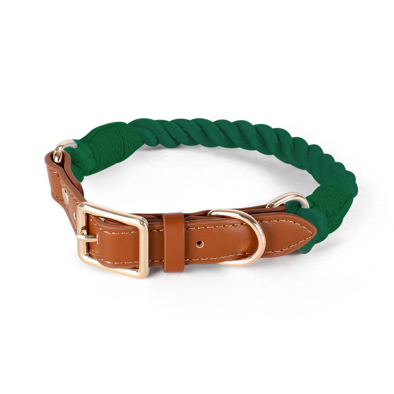 11 Colors Brown Leather-Cotton Collar