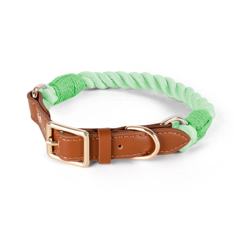 11 Colors Brown Leather-Cotton Collar