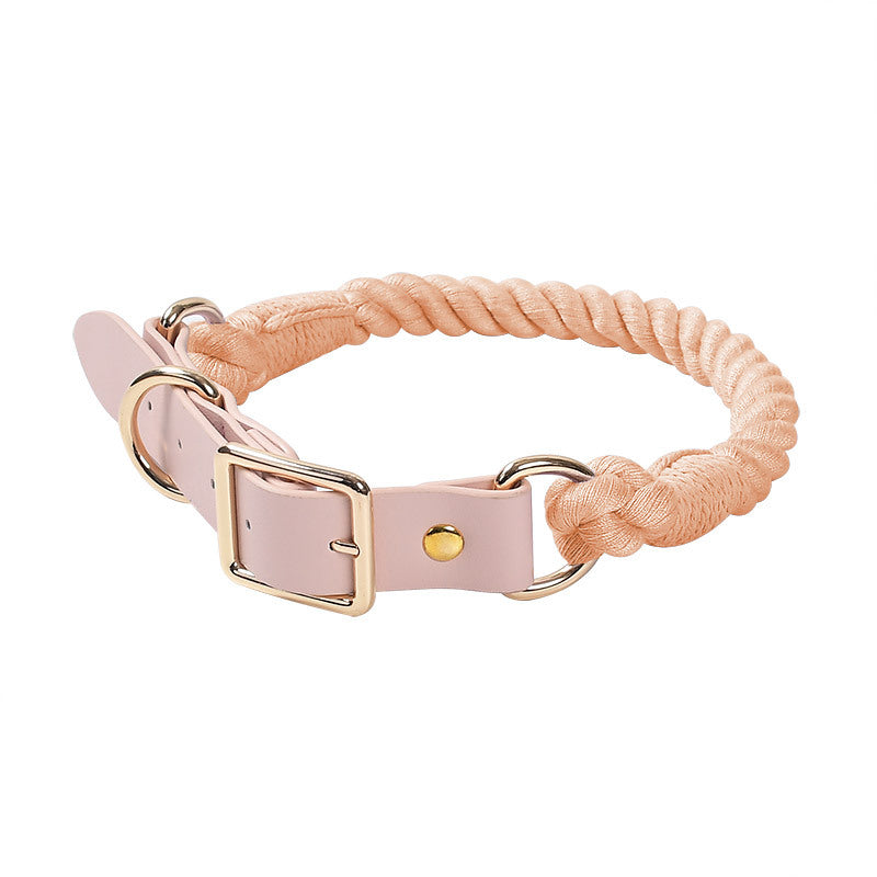 15 Colors Pink Leather-Cotton Collar