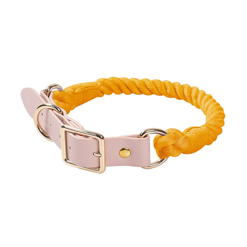 15 Colors Pink Leather-Cotton Collar