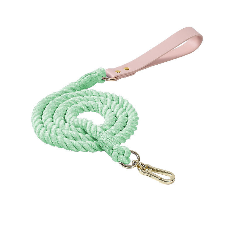 15 Colors Pink Leather-Cotton Leash