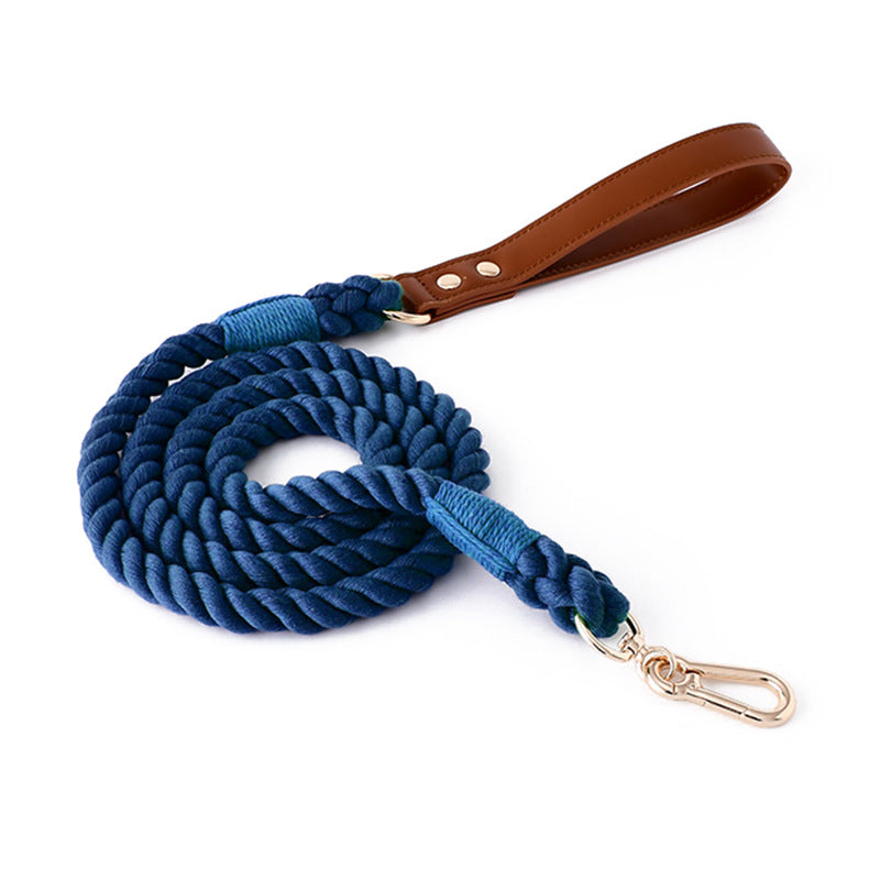 11 Colors Brown Leather-Cotton Leash