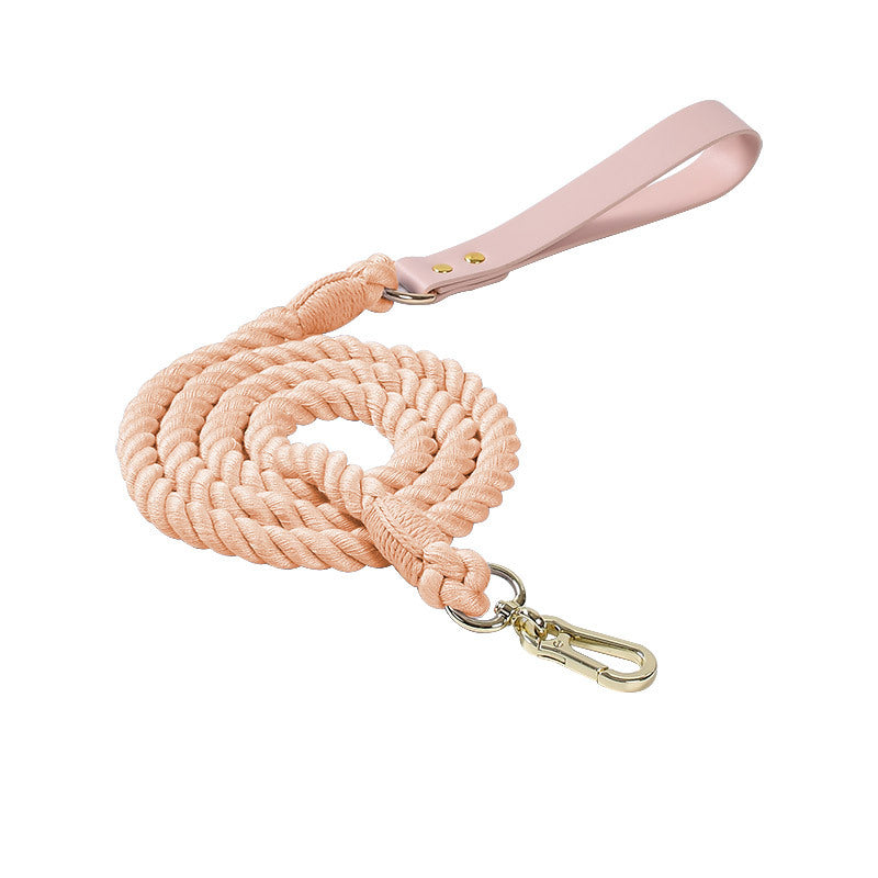 15 Colors Pink Leather-Cotton Leash