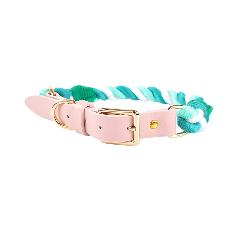 15 Colors Pink Leather-Cotton Collar