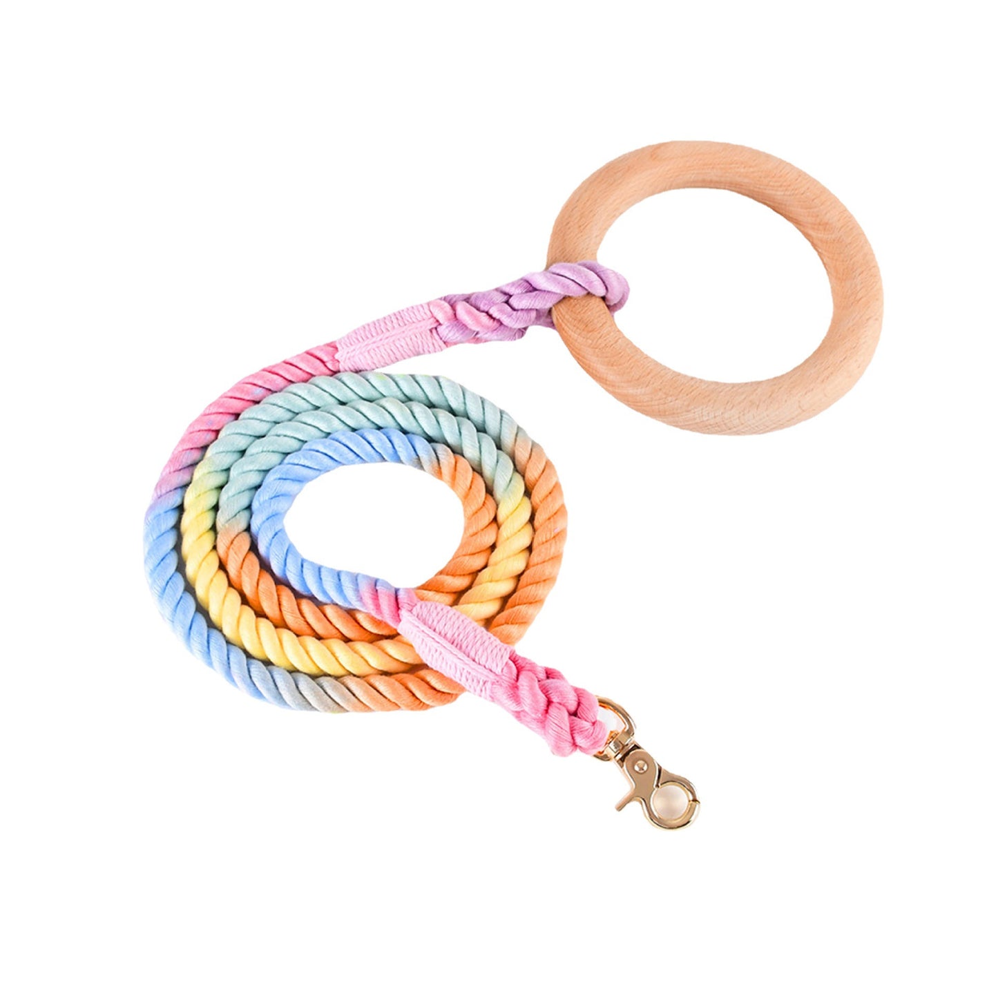 16 Colors Wood Handle Cotton Leash