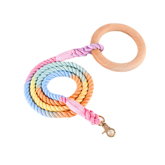 16 Colors Wood Handle Cotton Leash