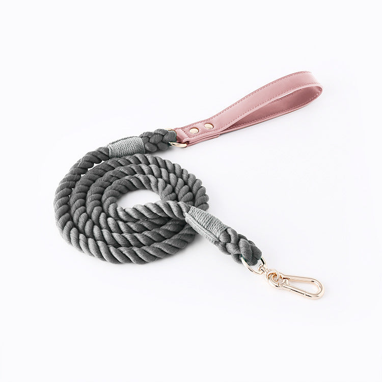 15 Colors Pink Leather-Cotton Leash