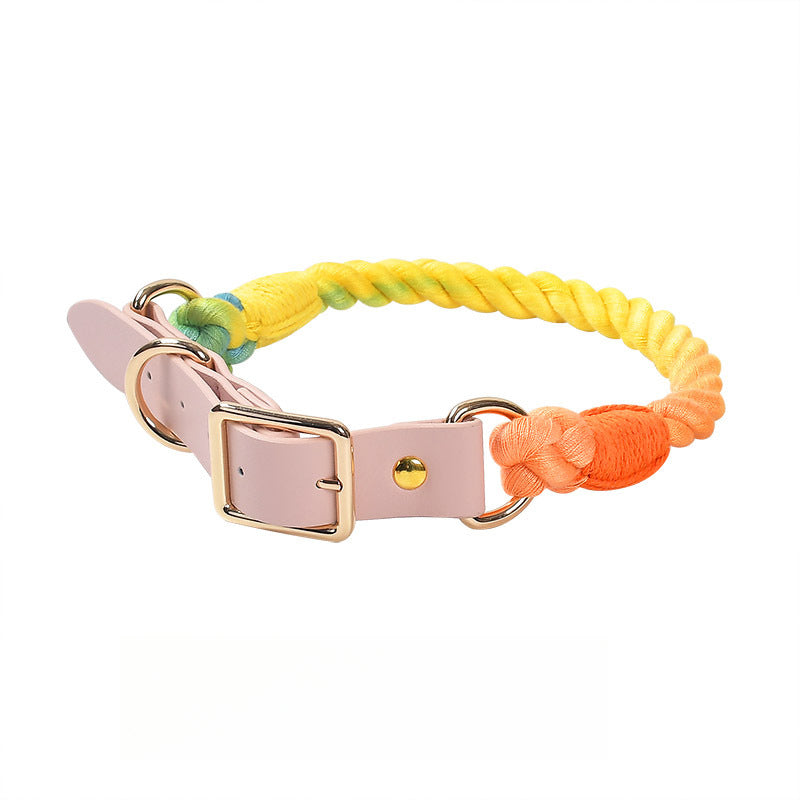 15 Colors Pink Leather-Cotton Collar