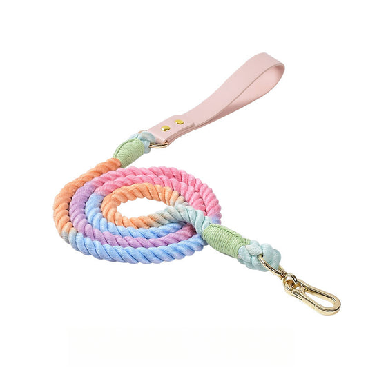 15 Colors Pink Leather-Cotton Leash