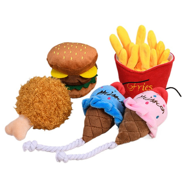7 Food-Shaped Squeaky Plush Chew Toy