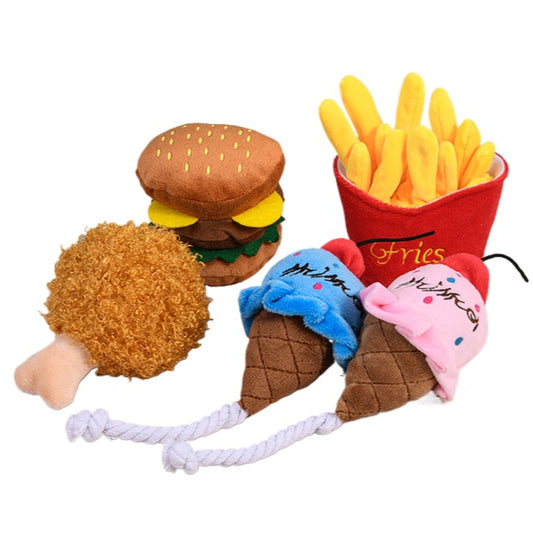 7 Food-Shaped Squeaky Plush Chew Toy
